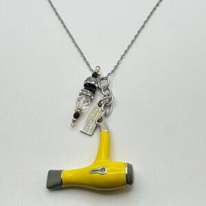 Silver & Yellow Blow Dryer Pendant